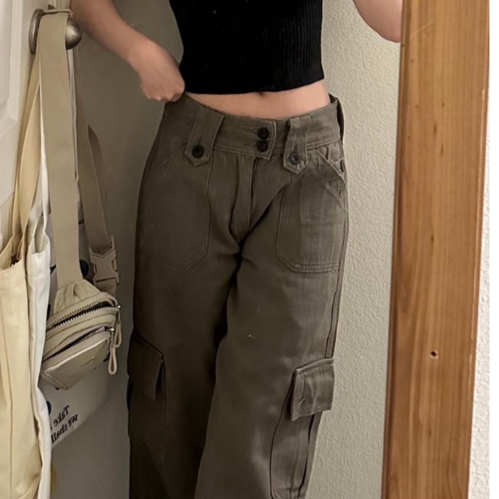 ARMY GREEN LOW RISE UTILITY CARGO Y2K